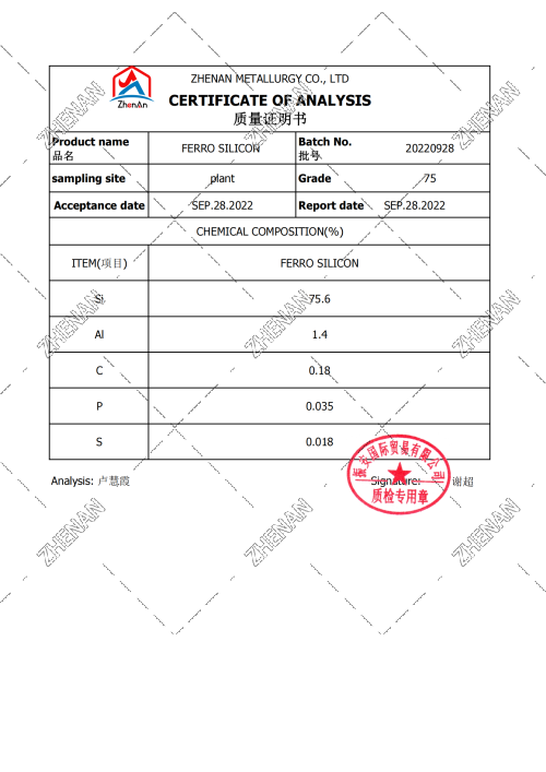 Fesi Ferrosilicon 75 Fesi Ferrosilicon 75